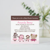 Tutu Cute Ballet Animaux Baby shower Invitation (Debout devant)