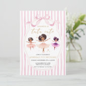 Tutu Cute Birthday Ballerina Pink Bow Invitation (Debout devant)