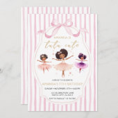 Tutu Cute Birthday Ballerina Pink Bow Invitation (Devant / Derrière)