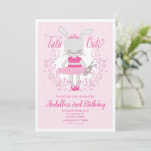 Tutu Cute Bunny Invitation Anniversaire (Debout devant)