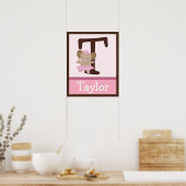 Tutu Cute Elephant Lettre & Nom Poster d'Art Mur (Cuisine)