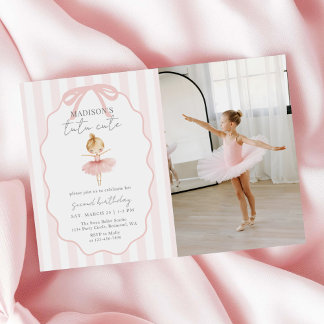 Tutu Cute Girls' Second Ballerina Birthday Photo Kaart