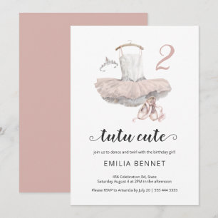 Tutu Cute Minimalist Ballerina Pink 2e verjaardag Kaart