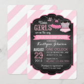 Tutu en Stripe Twin Girls Baby shower Kaart (Voorkant / Achterkant)