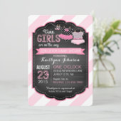 Tutu en Stripe Twin Girls Baby shower Kaart (Staand voorkant)