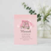 Tutu Girl's Birthday Pink Faux Glitter Ballerina Kaart (Staand voorkant)