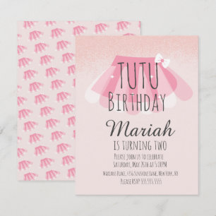 Tutu Girl's Birthday Pink Faux Glitter Kaart