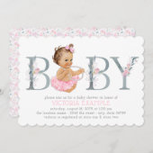 Tutu Gris Rose Bébé Douche Invitations (Devant / Derrière)