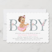 Tutu Gris Rose Bébé Douche Invitations (Devant)