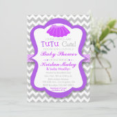 Tutu mignon Baby shower violet Invitation (Debout devant)