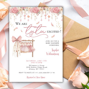 Tutu Opgewonden Ballerina Bloem Meisje Baby Shower Kaart