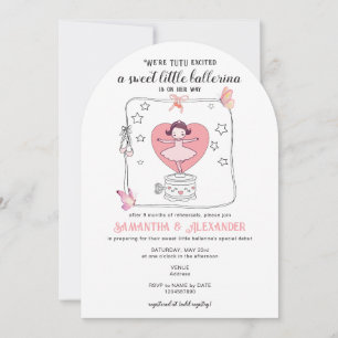 Tutu Opgewonden Ballerina QR Code Display Baby sho Kaart