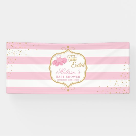 Tutu opgewonden roze jurk en gouden glitter vonken spandoek (Horizontaal)