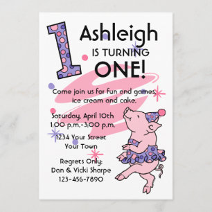 Tutu Piggy 1er Anniversaire Invitations Personnali