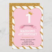 Tutu princesse 1er anniversaire invitation de fête (Devant / Derrière)