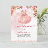 Tutu Schattige Ballerina Baby shower – Roze Bloeme Kaart (Staand voorkant)