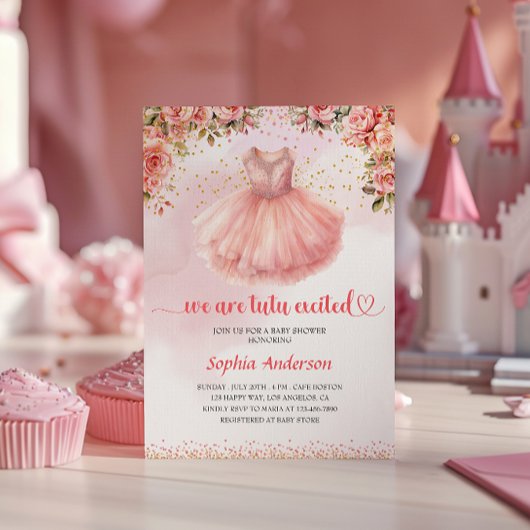 Tutu Schattige Ballerina Baby shower – Roze Bloeme Kaart