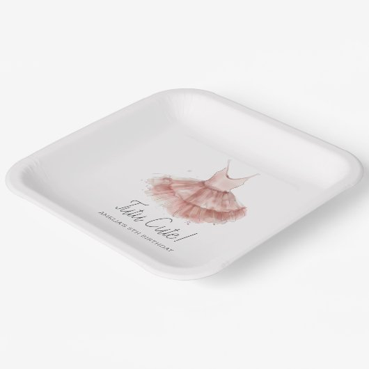 Tutu Schattige Ballerina Ballet Roze Script Verjaa Papieren Bordje (Gebogen)