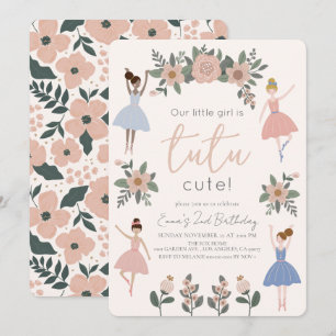 Tutu Schattige Ballerina Bloemen Meisje 2e Verjaar Kaart