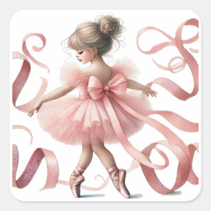 Tutu Schattige Betoverde Ballerina Verjaardagsfe Vierkante Sticker