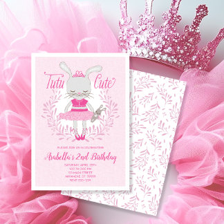 Tutu Schattige Bunny Verjaardagsuitnodiging Kaart