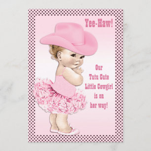 Tutu Schattigee kleine Cowgirl Baby shower Kaart