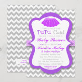 Tutu Schattigee Paarse Baby shower Uitnodiging (Voorkant / Achterkant)
