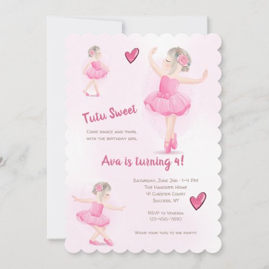Tutu Sweet Ballerina Invitation (Devant)