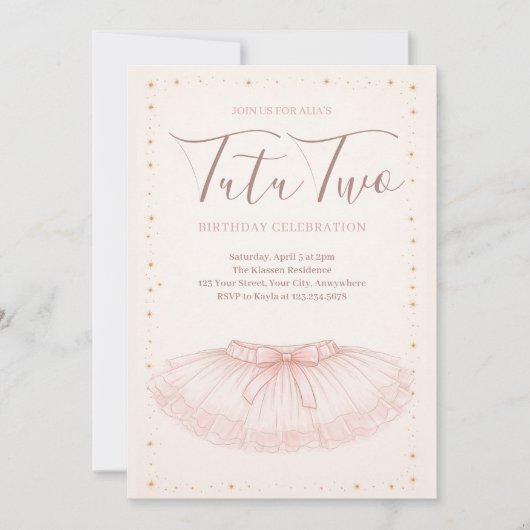 Tutu Two Birthday Invitation (Devant)