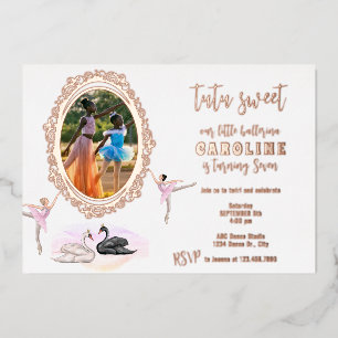 Tutu Zoete Ballerina Ballet Zwanen Verjaardagsfees Folie Uitnodiging