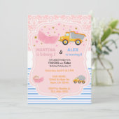 Tutus en bouwwagens zijn jarig. kaart (Staand voorkant)