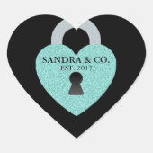 Tuurblauw liefdeshart vierings tiara feest hart sticker (Voorkant)