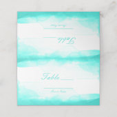 Tuurblauw strand aqua aquarel tafel nummer zitplaa (Buitenkant ongevouwen)