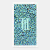 Tuurblauw turkoois glanzend met monogram servet (Voorkant)