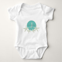 Tuurblauw watercolor zeester met monogram
