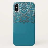 Tuurblauw & Zilver Mandala Elegant Minimaal Marokk