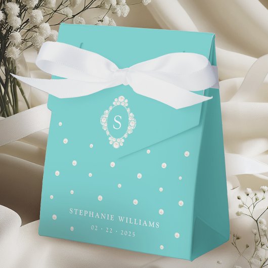 Tuurblauwe chic bruidsfeest cadeaudozen bedankdoosjes