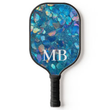 Tuurblauwe holografische glitter glans monogram