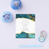 Tuurblauwe Pauwblauw Gouden Agaten Bruiloft Flyer (Enkel)