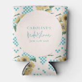 Tuurkise zonnebloem schaakbord bruiloftsborrel  blikjeskoeler (Voorkant)