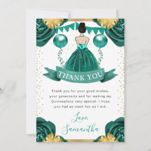Tuurlijk jurk brunette prinses Quinceanera Bedankkaart