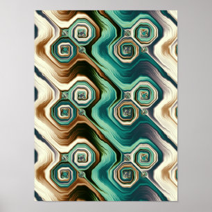 Tuurquoise Agaten Golven Abstract Patroon Poster