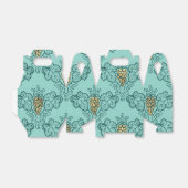 Tuurquoise en gouden wijnpatroon bedankdoosjes (Uitgevouwen)