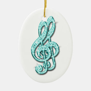 Tuurquoise Glitterende Fonkelende Diamant Muziekno Keramisch Ornament