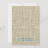 Tuurquoise strand jute sterfish uitnodiging (Achterkant)