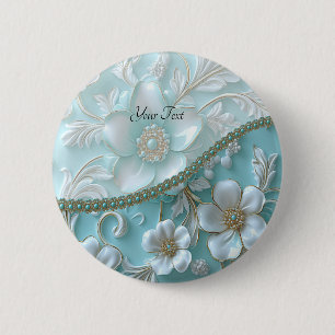 Tuurwit bloemenknoop ronde button 5,7 cm