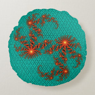 Tuurzwart abstract mandala patroon rond kussen