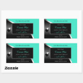 Tuurzwart gegolfde zilveren grappige hartjes produ rechthoekige sticker (Vel)