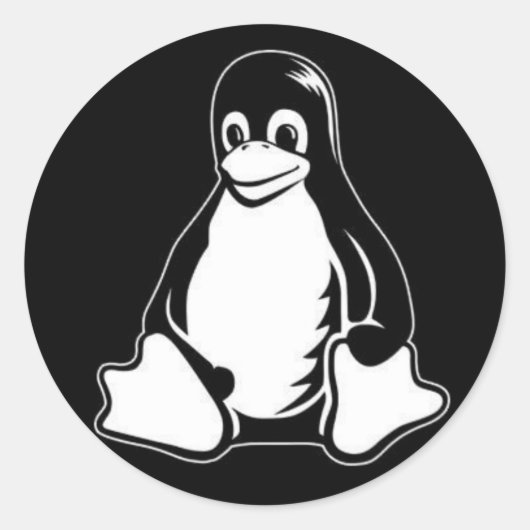 Tux Black Ronde Sticker (Voorkant)