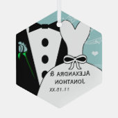 Tux & Gown Mariage Premier ornement de Noël (Verso)